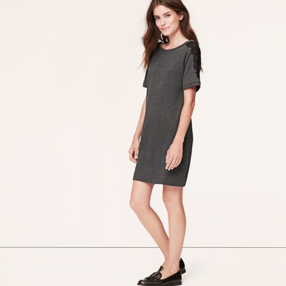 LOFT Dresses & Skirts - Loft Lace Tipped Sweatshirt Dress
